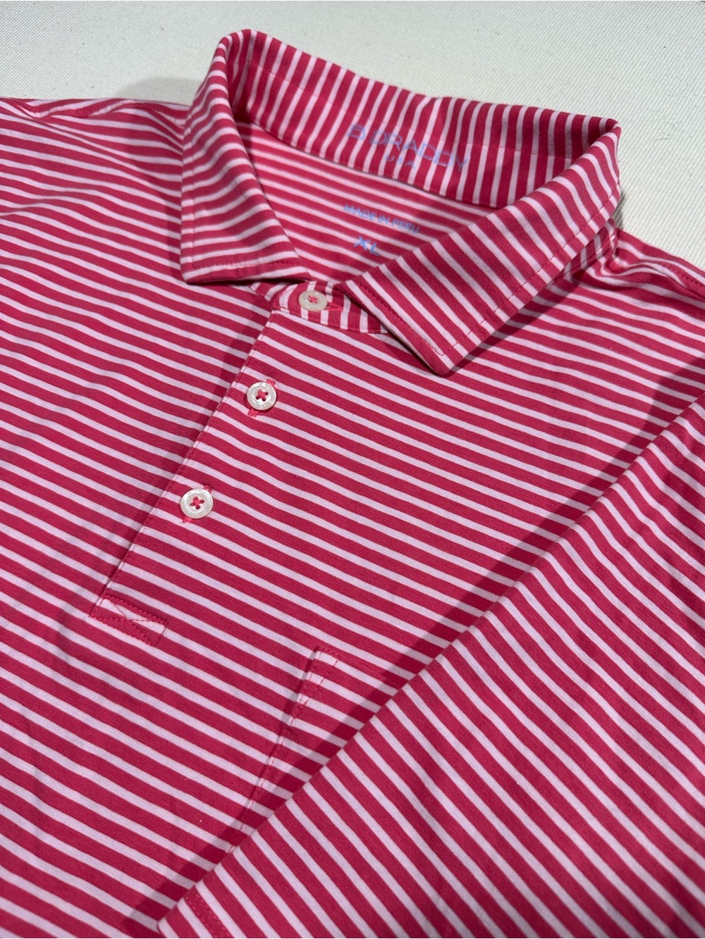 B.Draddy Men's Striped Red/Pink Polo Shirt